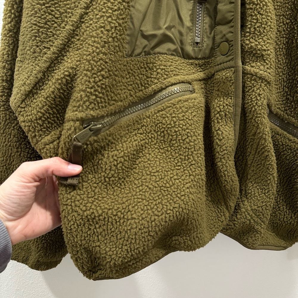 Free People Movement Hit The Slopes fleece Olive Army Green Women's snap Jacket - Picture 3 of 11